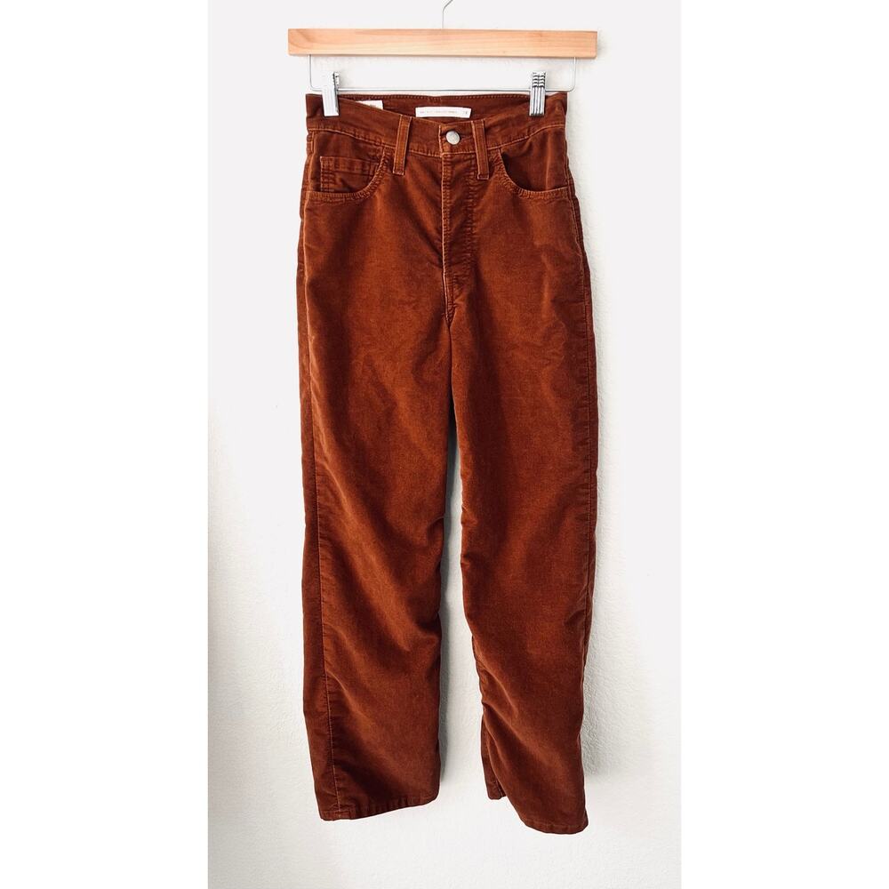 Levi's Ribcage Straight Ankle Velvet Jeans Tortoise Shell Brown Women's 24 - Picture 5 of 12